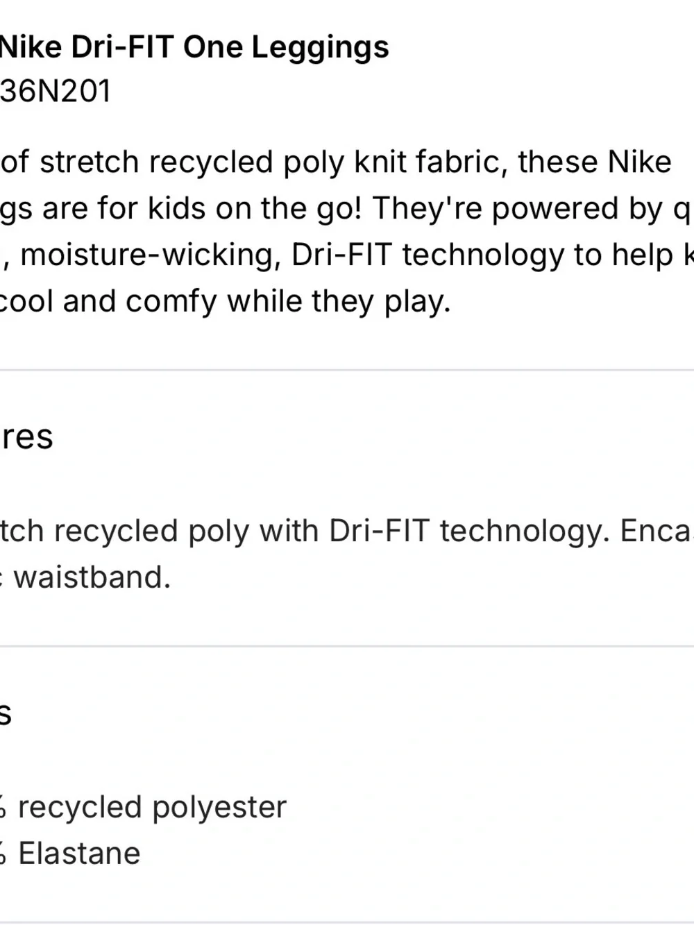 Girls' Nike Dri-FIT One Leggings Black